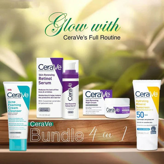 The Ultimate CeraVe 4-in-1 Skincare Kit: Night Cream, Sunblock, Cleanser & Serum for Radiant Skin